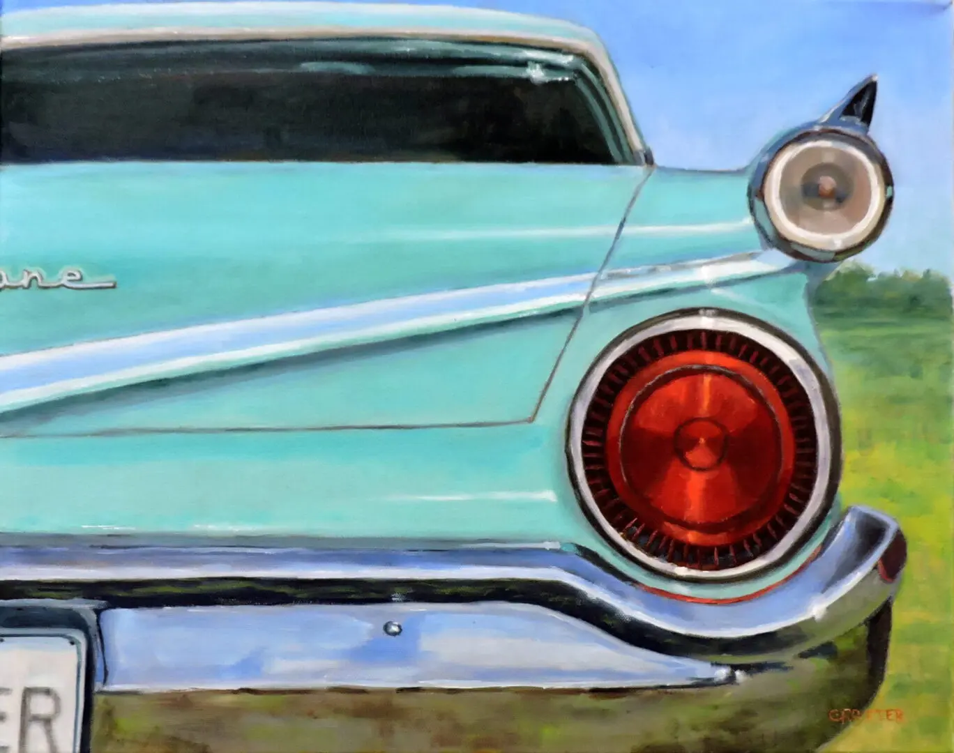 Painting Of A Blue Car