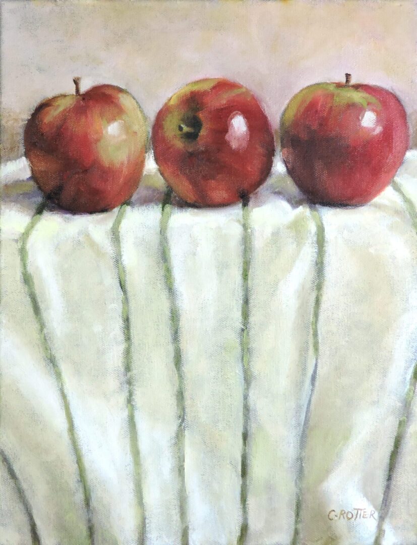 A view of three apples