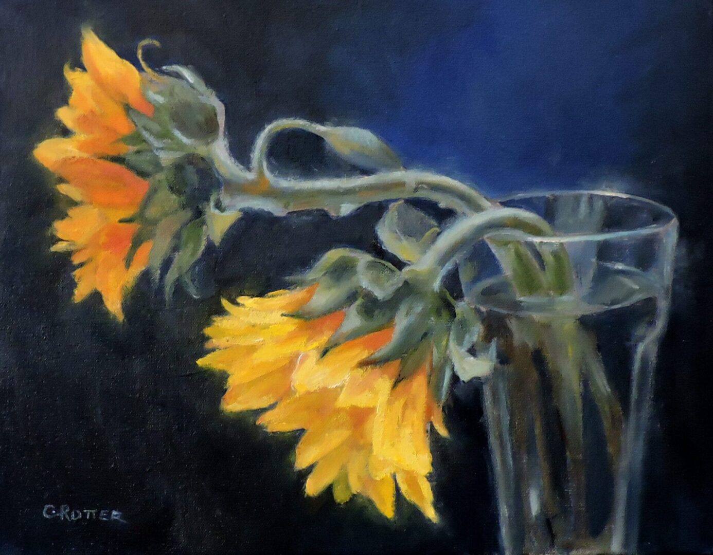 A painting of yellow flowers